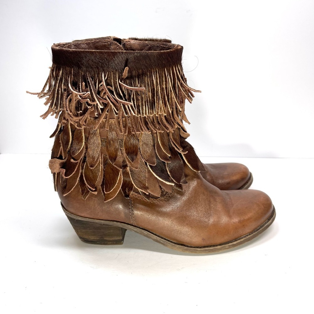 Sheridan Mia Genuine Calf Hair Fringe Leather Western‎ Boot Size EU 37 US 6.5